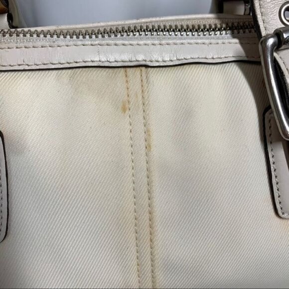 Coach Satchel Reversible Handles Ivory Canvas/Leather Trim M042-1834 - Picture 9 of 13